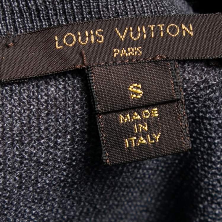 Pre Owned Louis Vuitton Grey Wool Pleated Hem Dress S