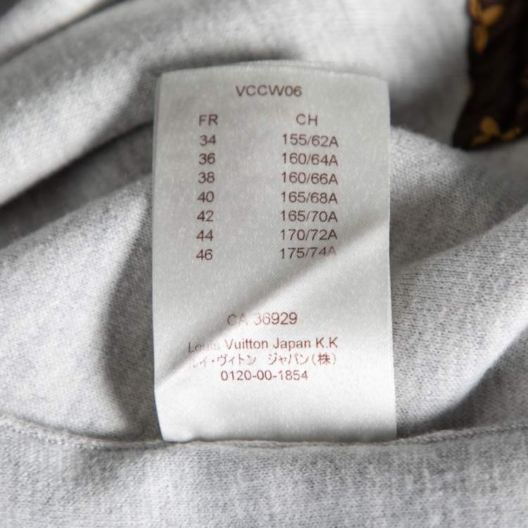 Pre Owned Louis Vuitton Grey Cashmere & Cotton Hooded Zip Front Jacket L