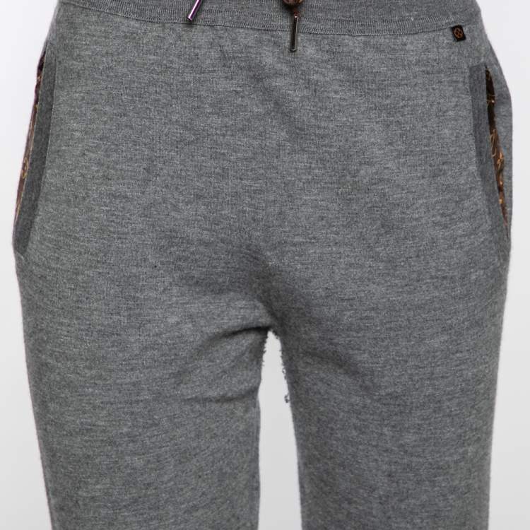 Pre Owned Louis Vuitton Grey Cashmere Monogram Pockets Sweatpants S