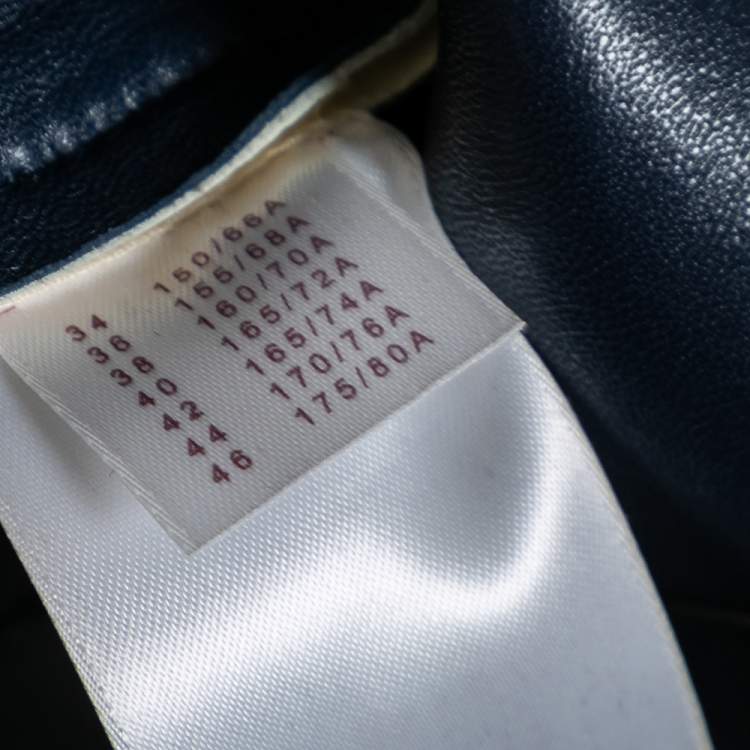 Pre Owned Louis Vuitton White & Navy Blue Leather Mini Skirt M