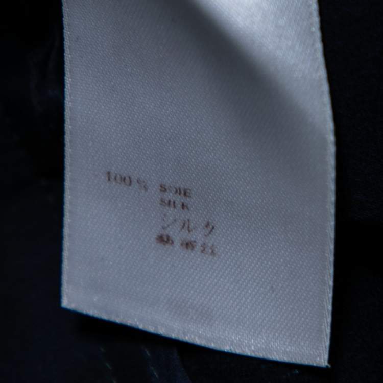 Pre Owned Louis Vuitton Navy Blue Printed Silk Jogger Pants M