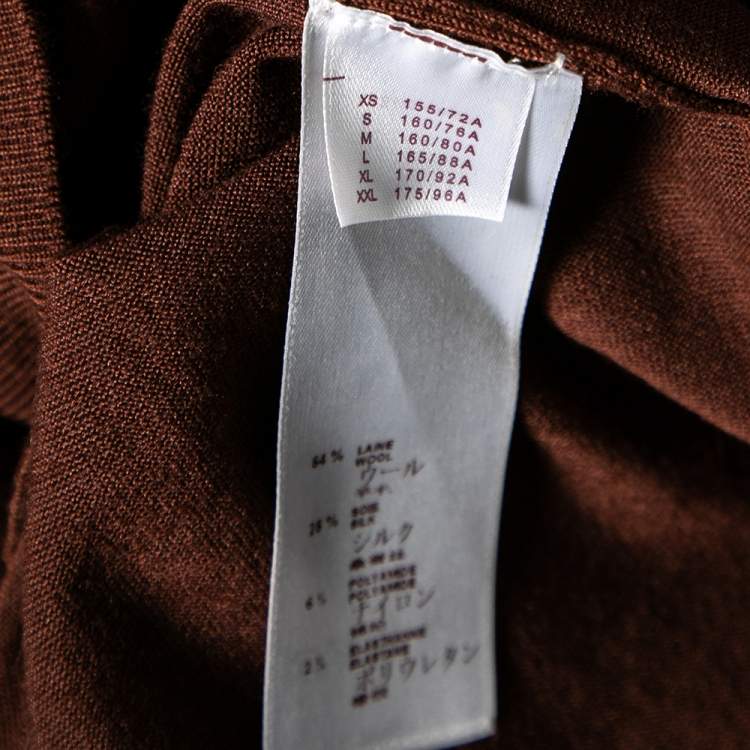 مملوكة مسبقًا Louis Vuitton Brown Wool Floral Sequin Embellished Top S