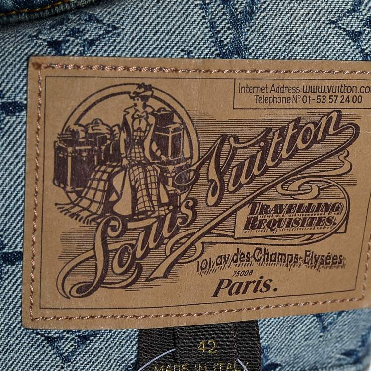 Pre Owned Louis Vuitton Blue Logo Monogram Denim Button Front Jacket L