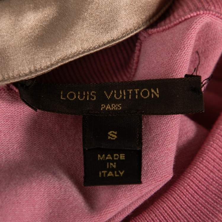 Pre Owned Louis Vuitton Pink Wool Embellished Collar Detailed Top S