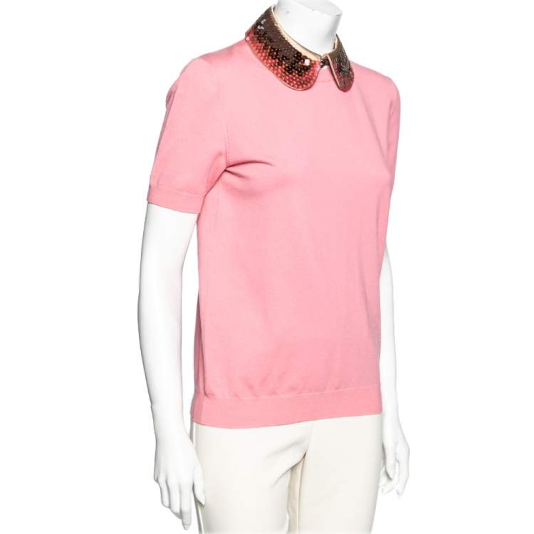 Louis Vuitton Pink Wool & Silk Embellished Detachable Collar Mini