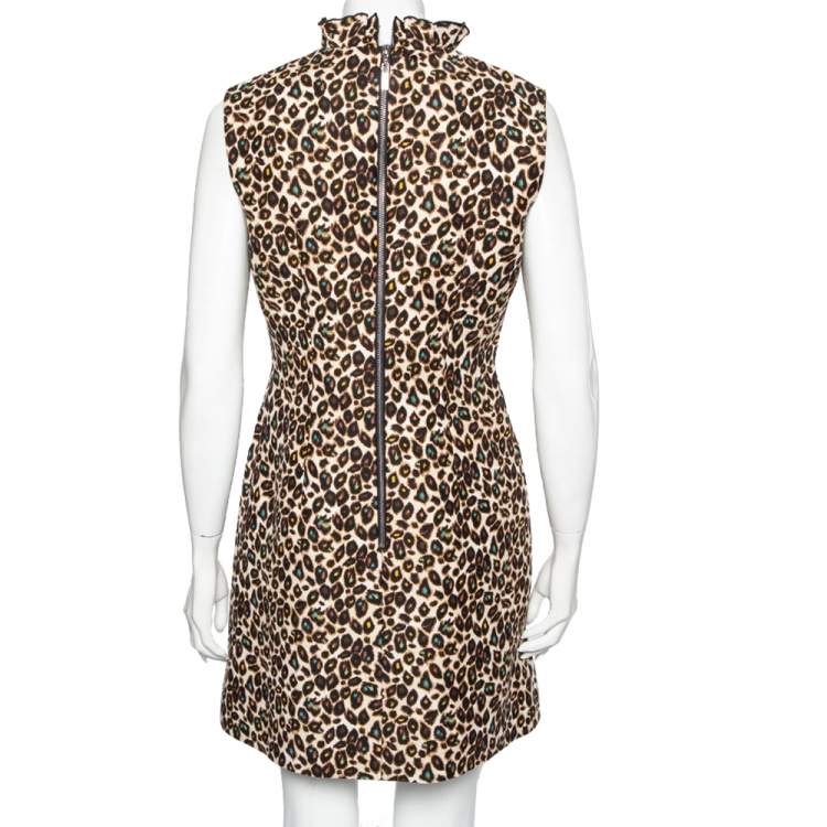 Pre Owned Louis Vuitton Multicolor Printed Wool Ruffle Trim Detail Dress M