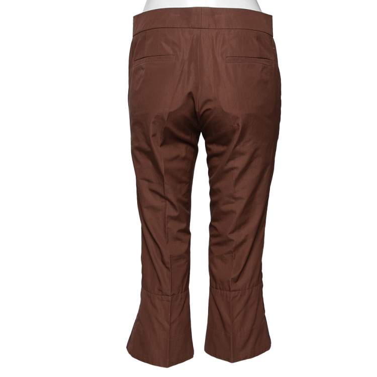 Pre Owned Louis Vuitton Brown Cotton Cropped Pants M