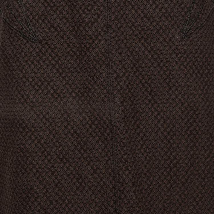 Pre Owned Louis Vuitton Brown Textured Wool Midi Skirt M