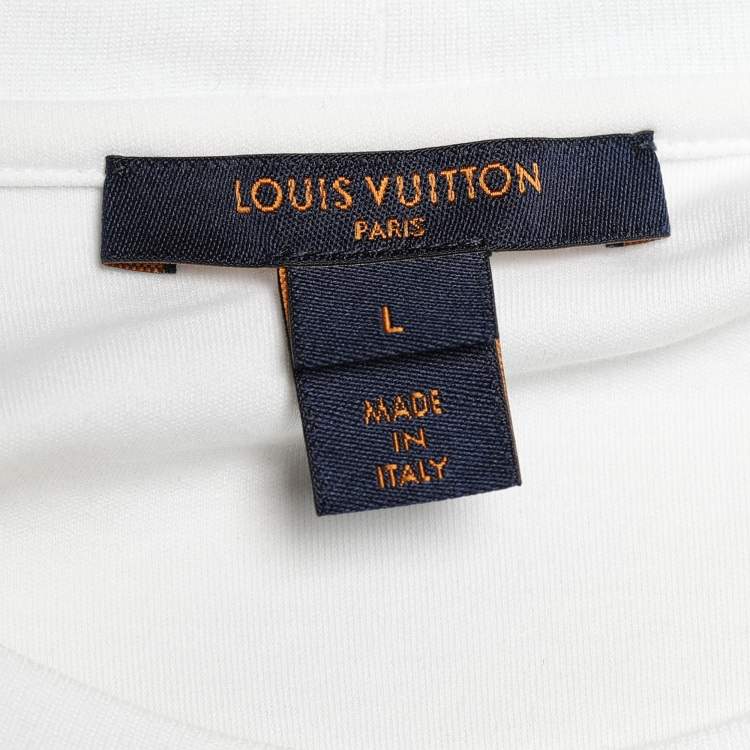 Pre Owned Louis Vuitton White Jersey Knit Logo Print T-Shirt L