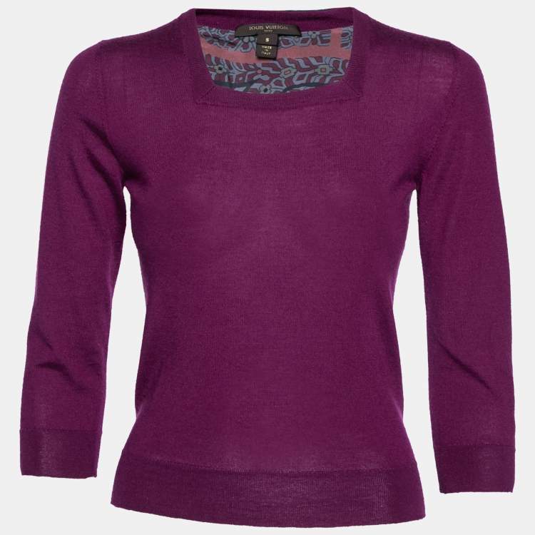 Louis Vuitton Purple Cashmere Knit Square Neck Sweater S Louis Vuitton