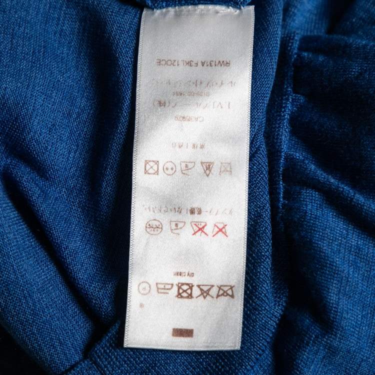 Pre Owned Louis Vuitton Blue Silk & Cashmere Knit Long Sleeve Jumper S