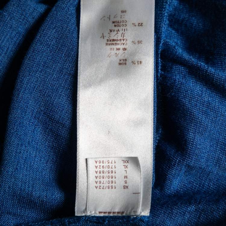 Pre Owned Louis Vuitton Blue Silk & Cashmere Knit Long Sleeve Jumper S