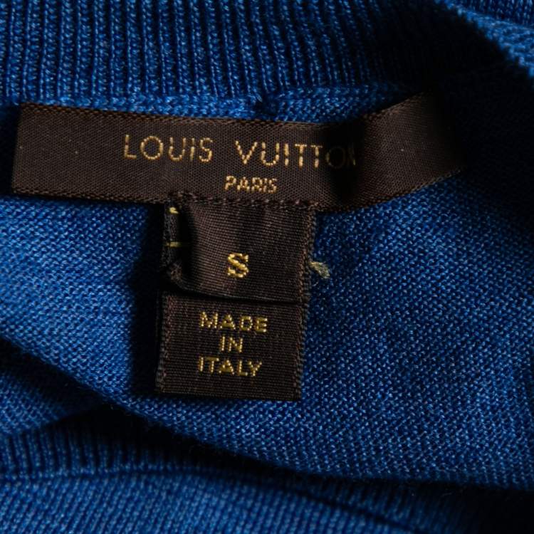 Pre Owned Louis Vuitton Blue Silk & Cashmere Knit Long Sleeve Jumper S
