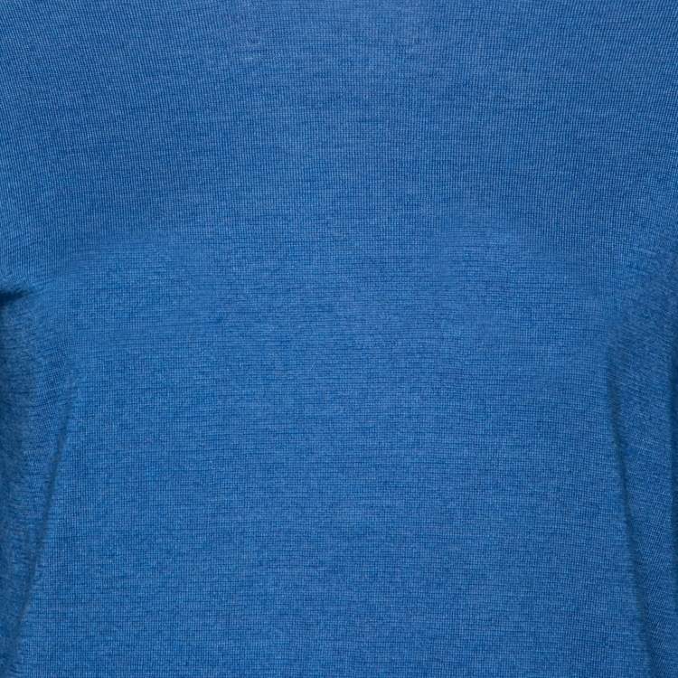 Pre Owned Louis Vuitton Blue Silk & Cashmere Knit Long Sleeve Jumper S