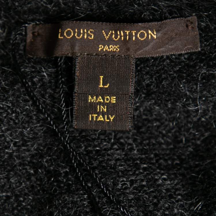 Pre Owned Louis Vuitton Black Wool Sequin Embellished Sweater Dress L
