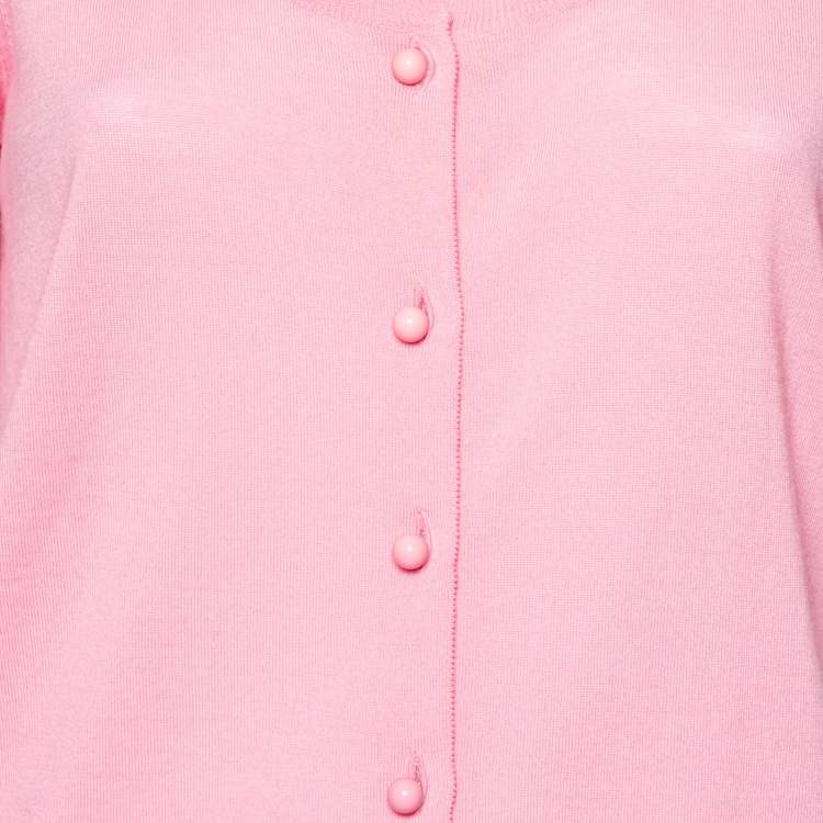 Pre Owned Louis Vuitton Pink Knit Button Front Cardigan XL