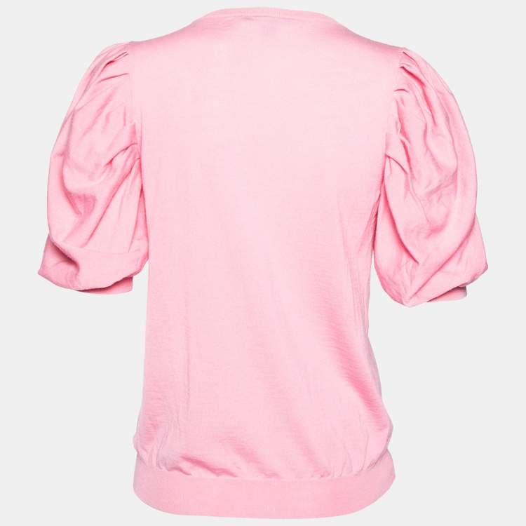 Pre Owned Louis Vuitton Pink Knit Button Front Cardigan XL