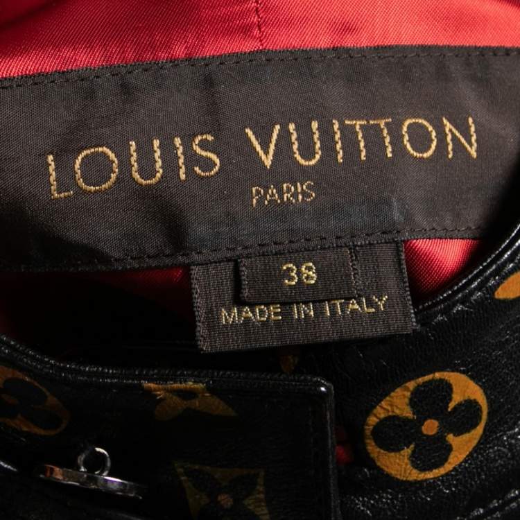 Pre Owned Louis Vuitton Black Leather Monogram and Studded Jacket M