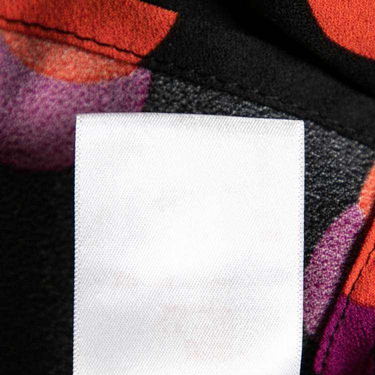 مملوكة مسبقًا Louis Vuitton Black Printed Crepe Short Sleeve Blouse M