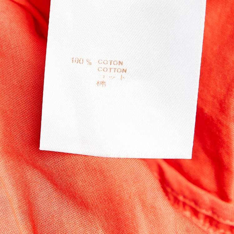 Pre Owned Louis Vuitton Orange Cotton Eyelet Flared Dress M