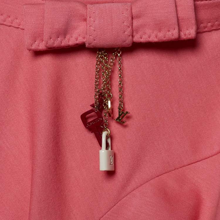 Pre Owned Louis Vuitton Pink Jersey Bow & Charms Detail Top S