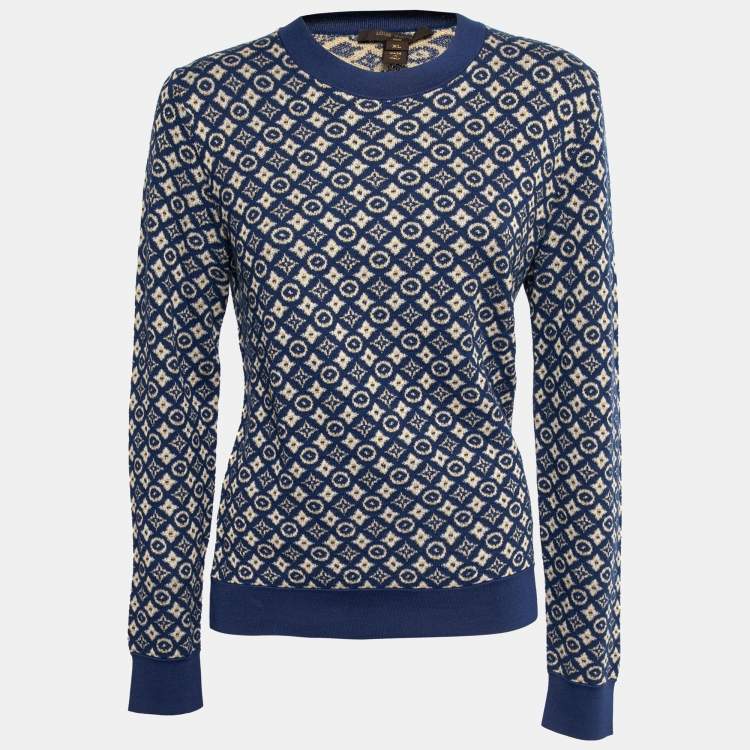 Louis Vuitton Blue Monogram Cashmere & Silk Crewneck Sweater XL Louis  Vuitton