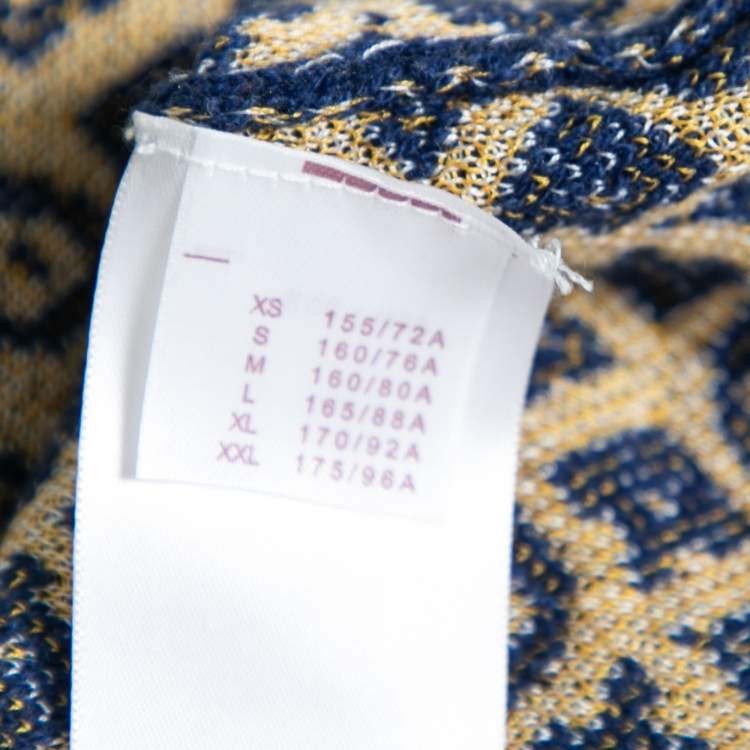Pre Owned Louis Vuitton Blue Monogram Cashmere & Silk Crewneck Sweater XL
