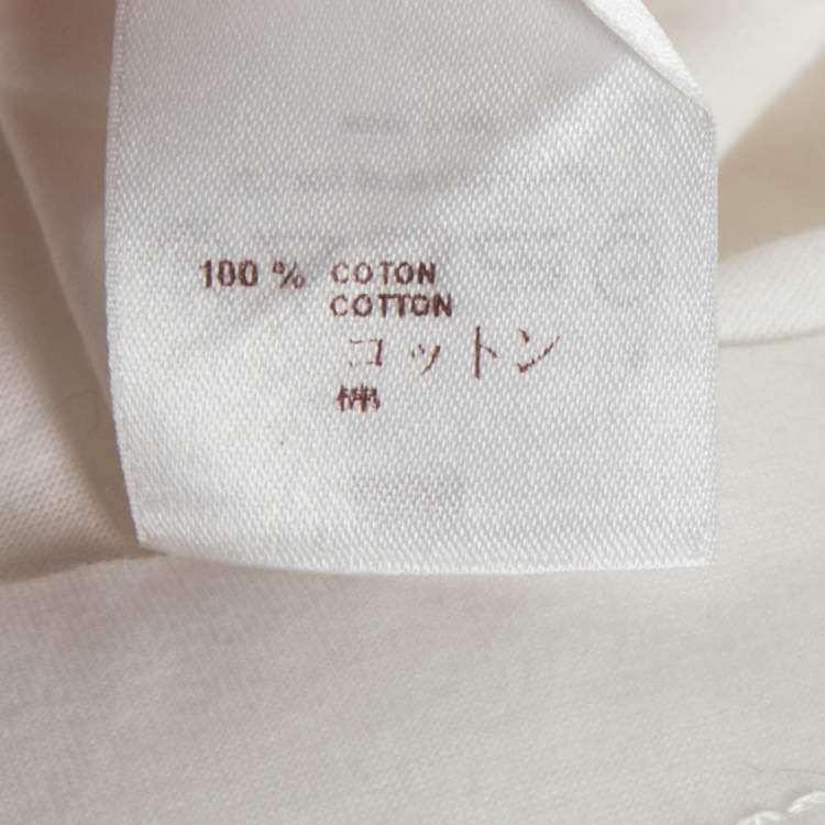 Pre Owned Louis Vuitton White Cotton Pearl Embellished Short Sleeve Top XS