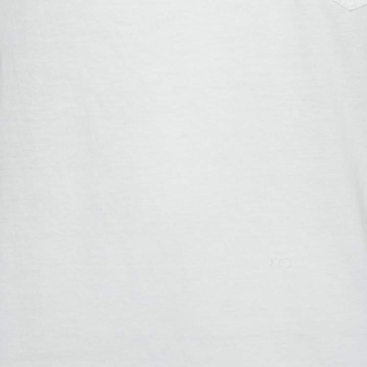 Pre Owned Louis Vuitton White Cotton Pearl Embellished Short Sleeve Top XS