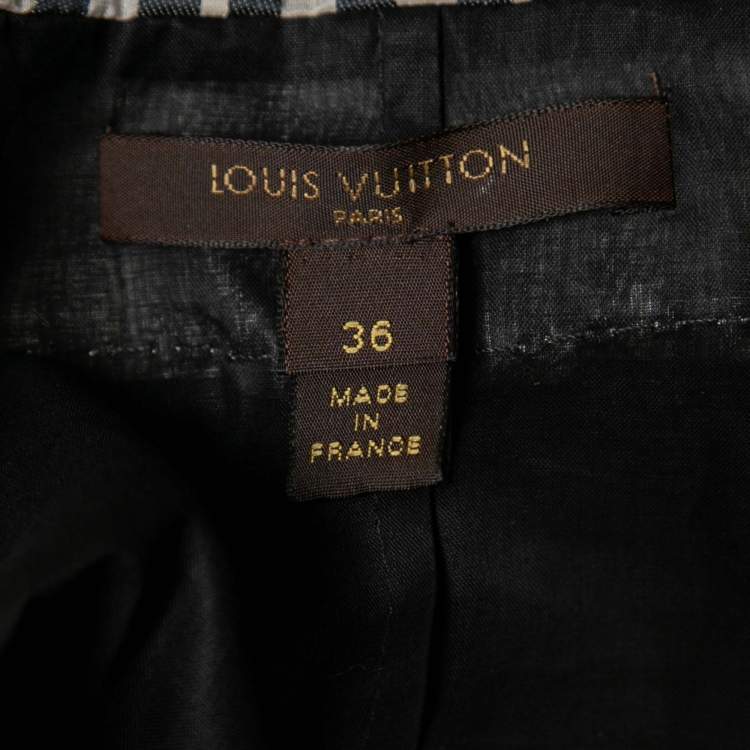 Pre Owned Louis Vuitton Black Polka Dot Printed Silk Contrast Collar Detail Top S