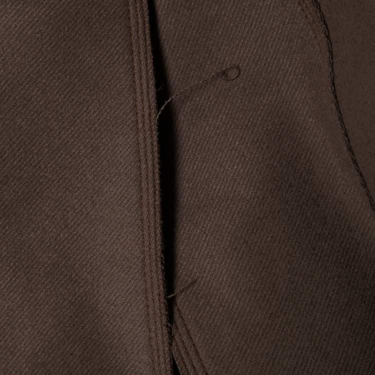 Pre Owned Louis Vuitton Brown Wool Fur Trimmed Button Front Coat M