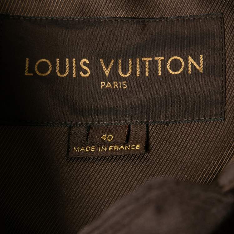 Pre Owned Louis Vuitton Brown Wool Fur Trimmed Button Front Coat M