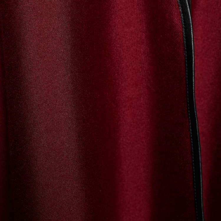 Pre Owned Louis Vuitton Burgundy Cashmere Silk Tie Up Poncho ( One Size )