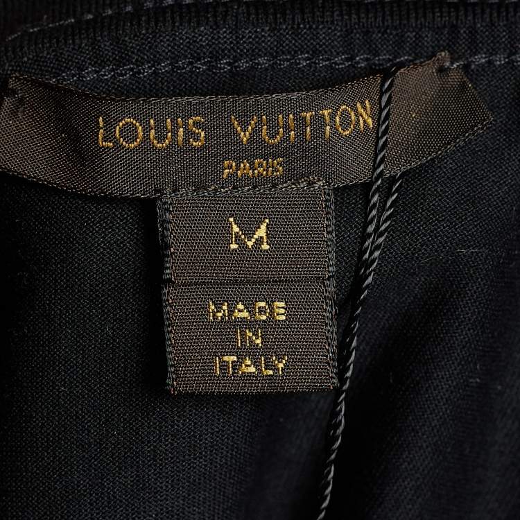 Pre Owned Louis Vuitton Black Chain Print Silk & Cotton Crew Neck T-Shirt M