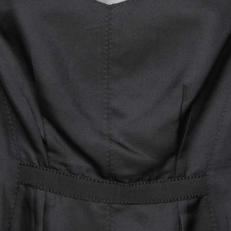 Pre Owned Louis Vuitton Black Silk Rose Applique Sleeveless Peplum Top L