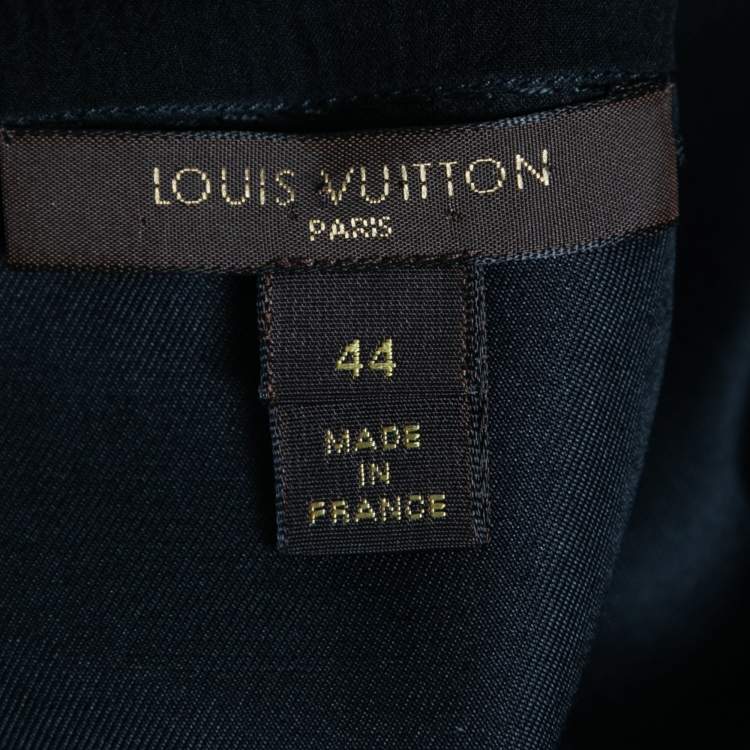 Pre Owned Louis Vuitton Black Silk Rose Applique Sleeveless Peplum Top L