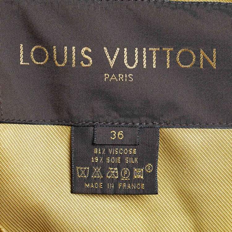 Pre Owned Louis Vuitton Gold Velvet Zip Front Cropped Jacket S