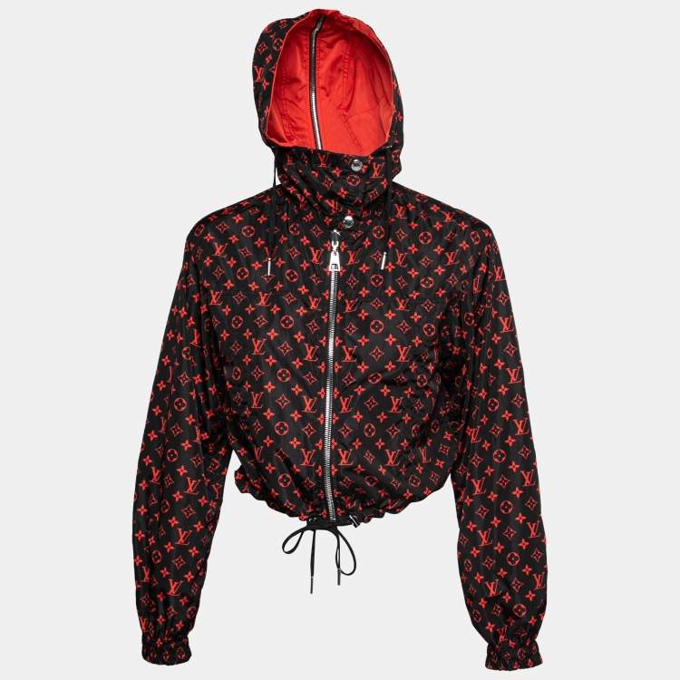 Pre Owned Louis Vuitton Black/Red Monogram Synthetic Reversible Windbreaker Jacket S