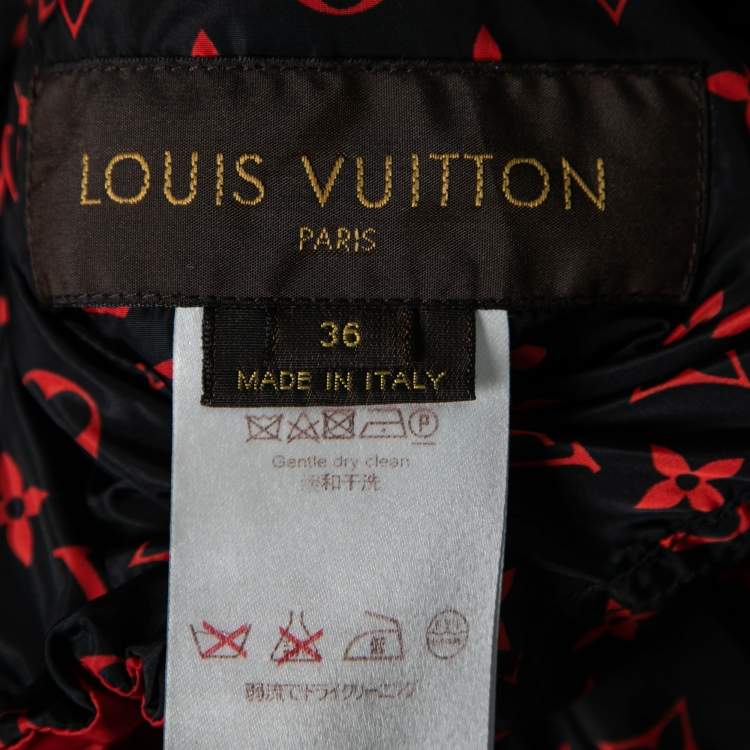 Pre Owned Louis Vuitton Black/Red Monogram Synthetic Reversible Windbreaker Jacket S