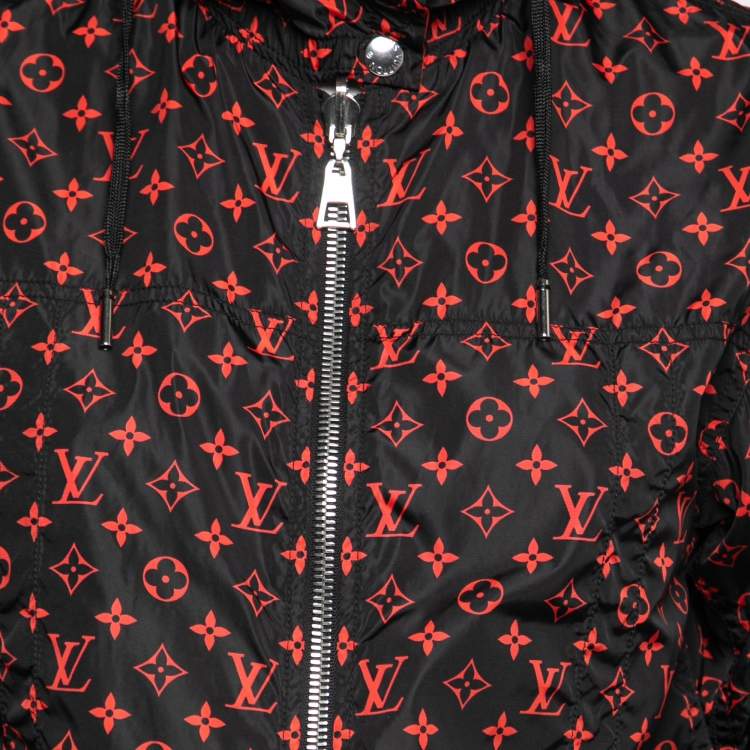 Pre Owned Louis Vuitton Black/Red Monogram Synthetic Reversible Windbreaker Jacket S