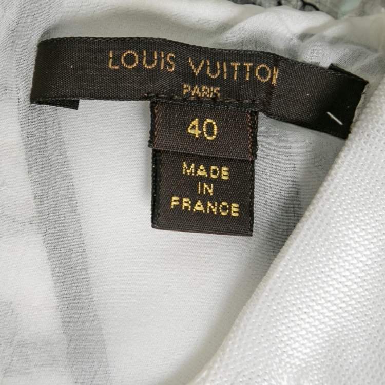 Pre Owned Louis Vuitton White Mohair Sequin Embellished Cut Sleeve Top M
