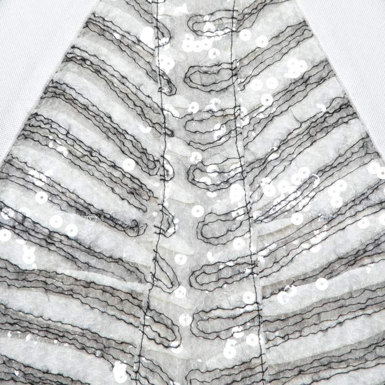 Pre Owned Louis Vuitton White Mohair Sequin Embellished Cut Sleeve Top M