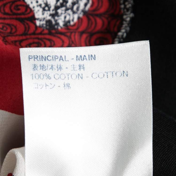 Pre Owned Louis Vuitton Black Printed Silk & Cotton Paneled Short Sleeve T-Shirt L