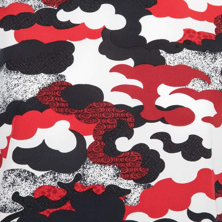 Pre Owned Louis Vuitton Black Printed Silk & Cotton Paneled Short Sleeve T-Shirt L