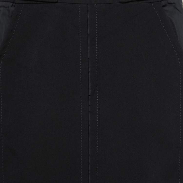 Pre Owned Louis Vuitton Black Crepe & Synthetic Trimmed Skirt S