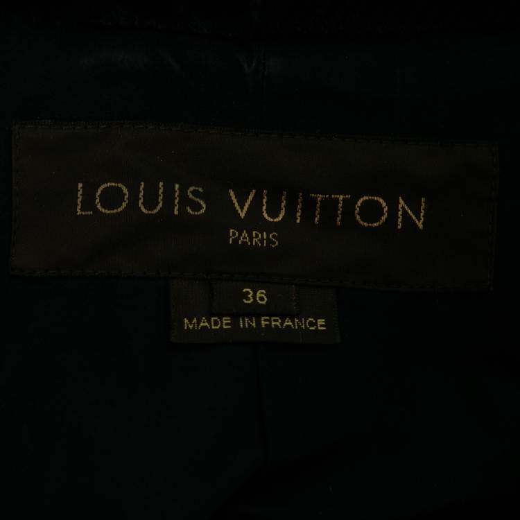 Pre Owned Louis Vuitton Black Wool Faux Fur Trimmed Zip Front Jacket S