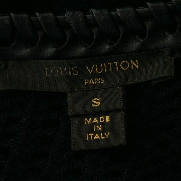 مملوكة مسبقًا Louis Vuitton Black Pointelle-Knit Braided Neck Midi Dress S 