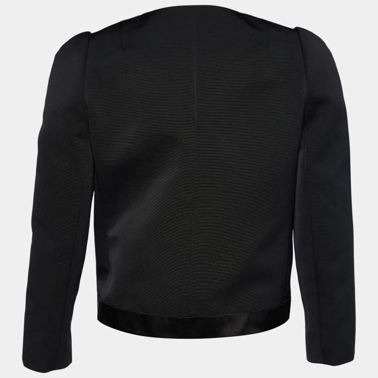 Pre Owned Louis Vuitton Black Wool Blend Bow Neck Jacket S