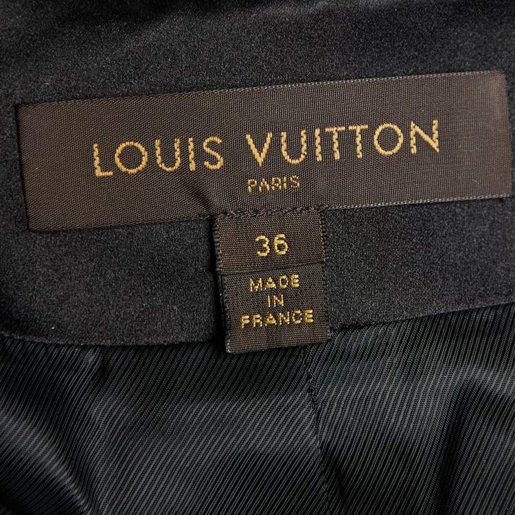 Pre Owned Louis Vuitton Black Wool Blend Bow Neck Jacket S