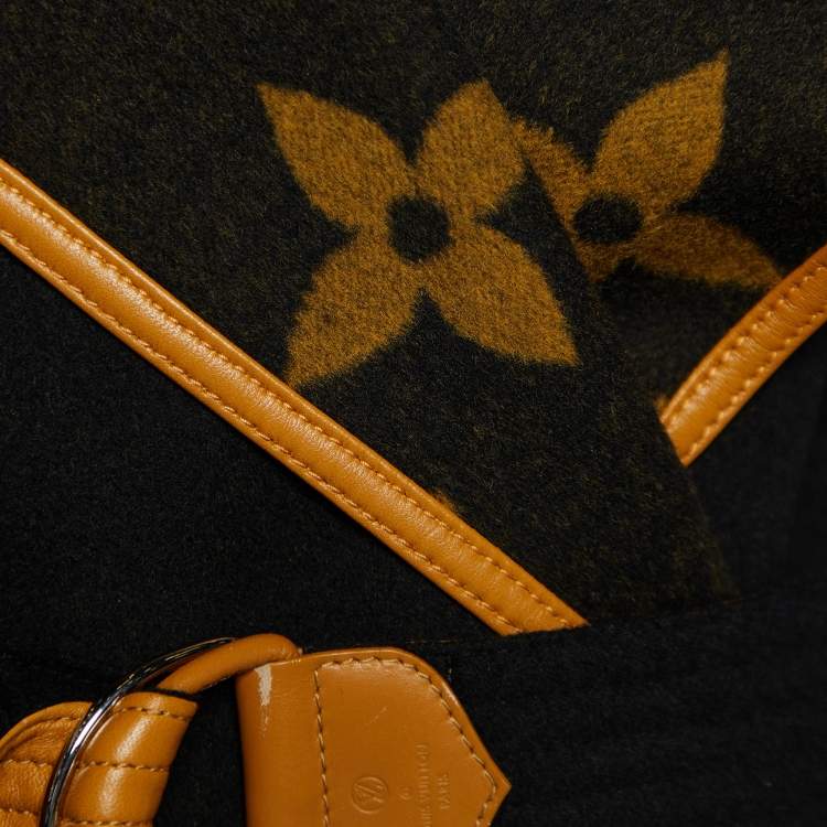Pre Owned Louis Vuitton Black Wool Monogram Hooded Wrap Coat S